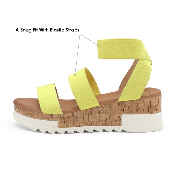 Platform Ankle Strap Sandals - NEON LIME - 3